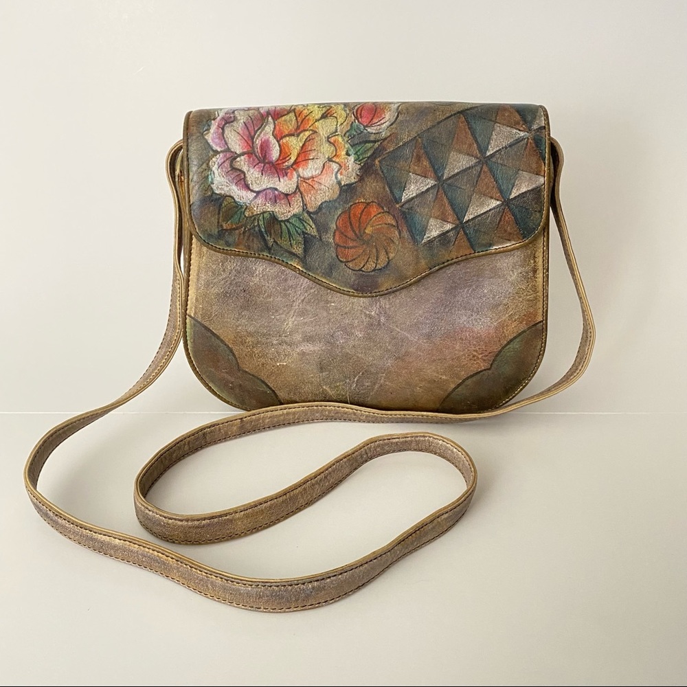 Jane Joo Small Leather Crossbody Hand-Painted Purse
